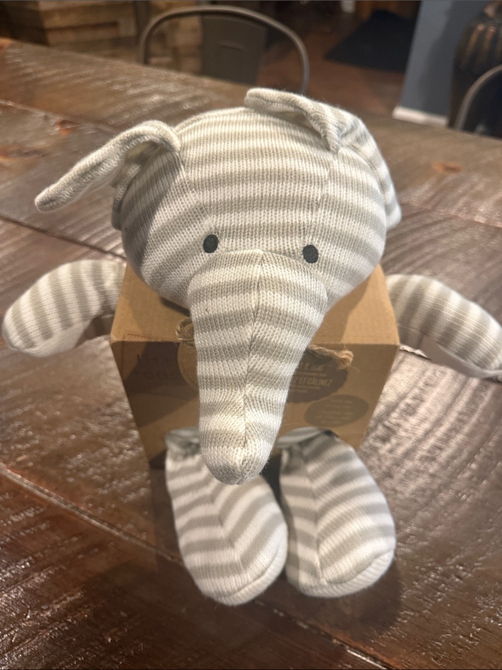 Striped Gray Elephant heat and hug